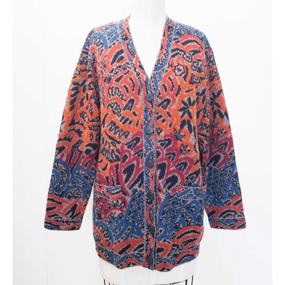 Missoni Sport Womens Vintage Abstract Mohair Wool Knit Cardigan Sweater ITALY - Picture 8 of 11